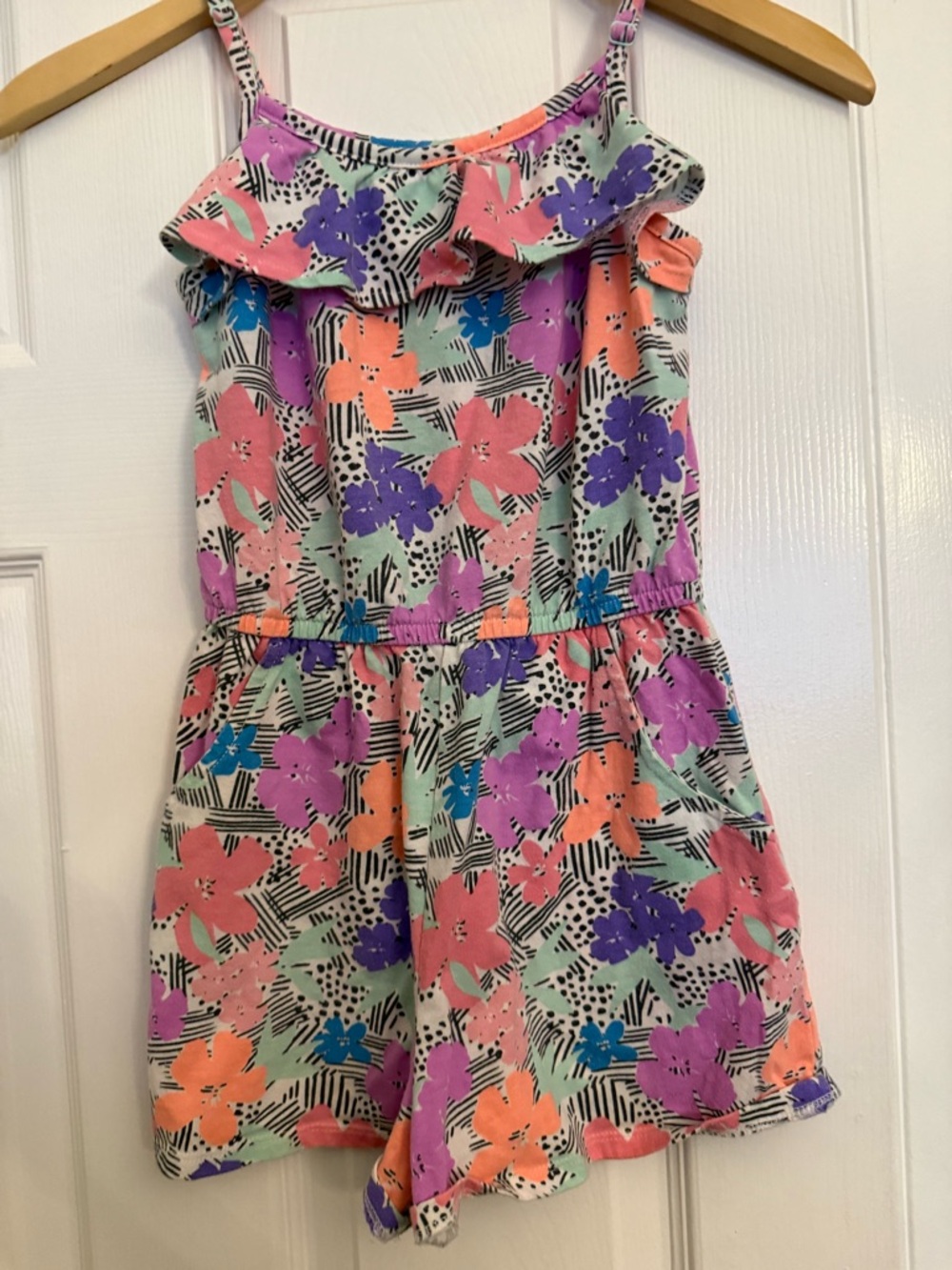 Circo Floral Ruffle Romper in Purple, Coral, Teal, Blue